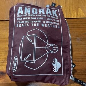 Old Navy Vintage Y2k Unisex Maroon Packable Hooded Anorak Pullover Jacket Large